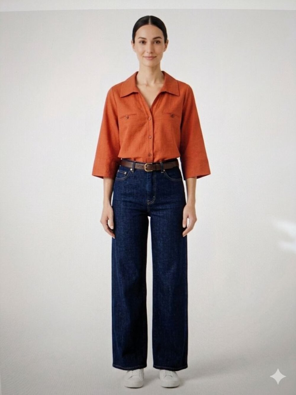 Petite Studio 100% Linen Antoine Blouse Oversize Shirt Top Rust Orange Size S - Picture 6 of 10